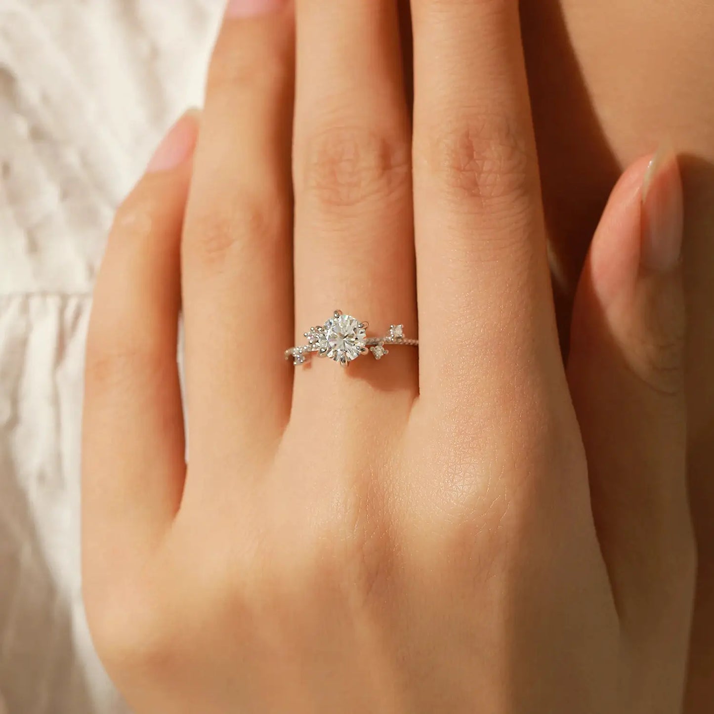 MODIAN 1CT Moissanite Ring 925 Sterling Silver Delicate Flower Six Claws Lab Created Diamond Rings For Women Wedding Jewelry by All Mart Bristol Ltd