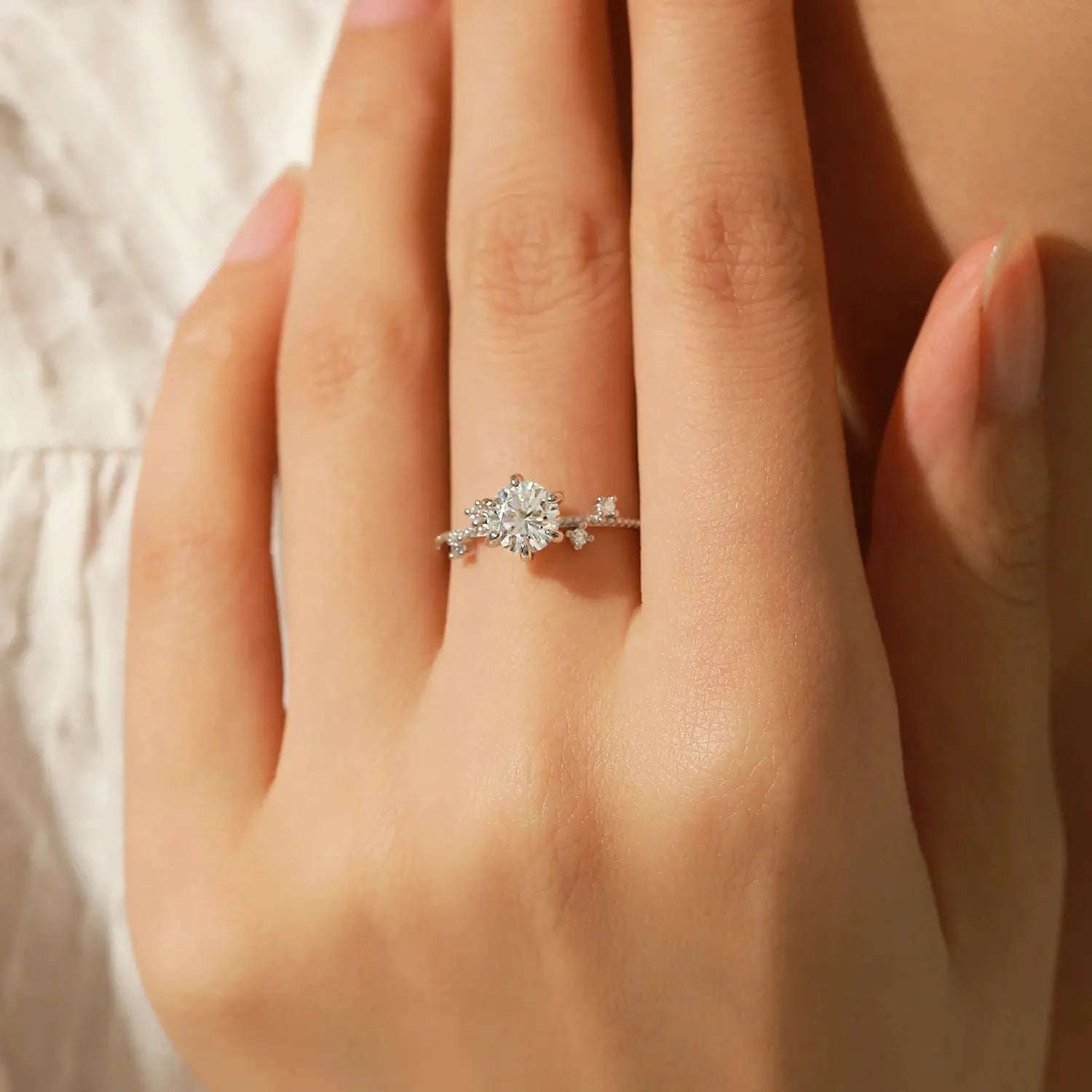 MODIAN 1CT Moissanite Ring 925 Sterling Silver Delicate Flower Six Claws Lab Created Diamond Rings For Women Wedding Jewelry by All Mart Bristol Ltd