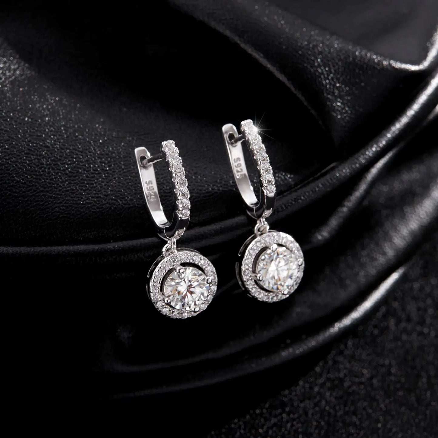 MODIAN D Color Moissanite Drop Earrings 925 Sterling Silver Halo Dangle Earrings For Women Wedding Engagement Fine Jewelry Gift by All Mart Bristol Ltd