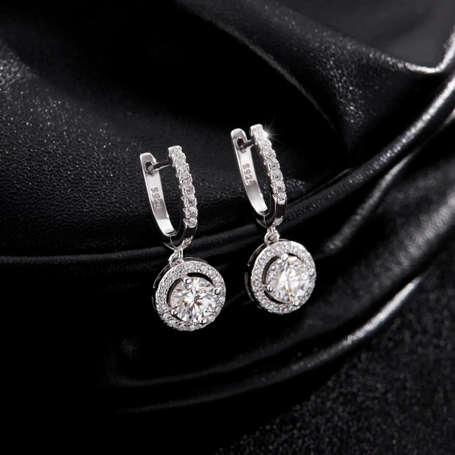 MODIAN D Color Moissanite Drop Earrings 925 Sterling Silver Halo Dangle Earrings For Women Wedding Engagement Fine Jewelry Gift by All Mart Bristol Ltd