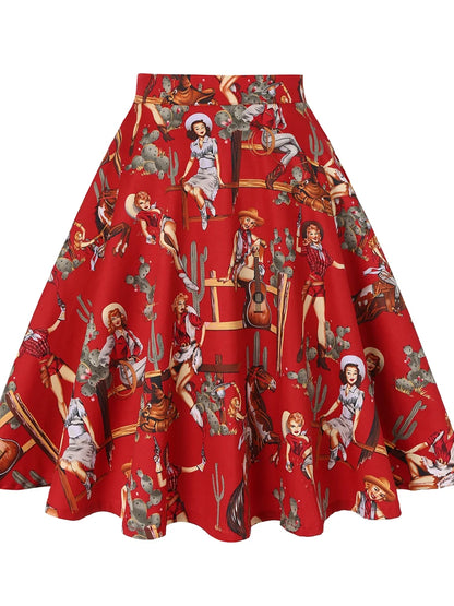 Women's Runway Cotton Retro Vintage Skirt Black Faldas High Waist A Line Rockabilly Jupe 50s Swing Umbrella Skirts Pin Up Skater by All Mart Bristol Ltd