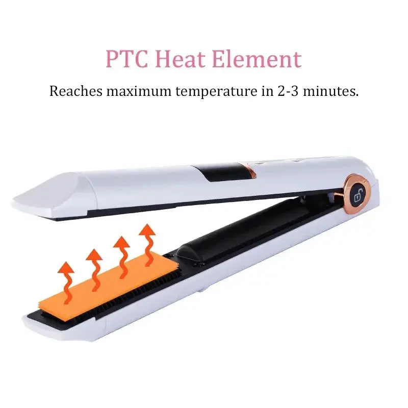 Portable Wireless Hair Straightener With Power Bank Function Rechargeable Hair Straightening Curling Flat Iron For Home Travel by All Mart Bristol Ltd