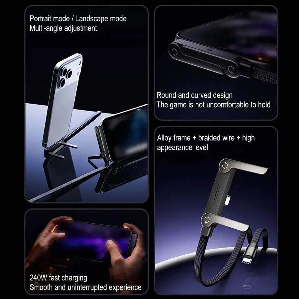 Sideways Phone Charger,Invisible Stand Charging Cable,Built In Phone Stand Charging Cord with Folding Phone Stand 2-in-1 Holder by All Mart Bristol Ltd