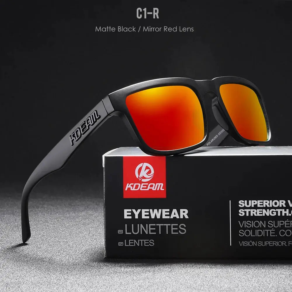 KDEAM 2022 Square Men's Polarized Sunglasses Outdoors Lifestyle Coating Sun Glasses New Matching Colors With Box by All Mart Bristol Ltd