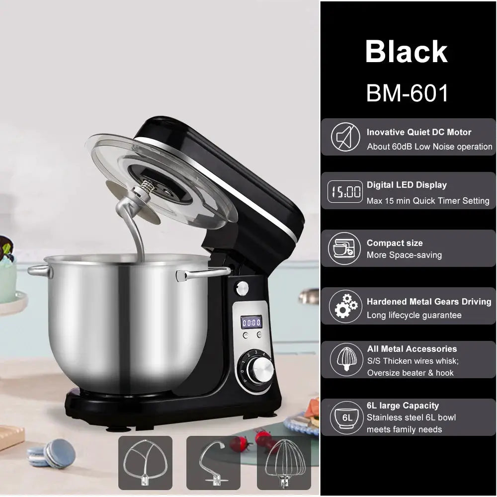 BioloMix Kitchen Food Stand Mixer, Blender, Quiet Motor, Cream Egg Whisk, Whip Dough Kneader, 6-Speed, 1200 W, 6 L, DC by All Mart Bristol Ltd