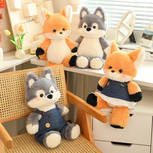 50cm New Kawaii Running Fox Wolf Plush Toys Cartoon Stuffed Animal Lovely Soft Cuddly Baby Plushie Doll Toy for Girls Gift Decor by All Mart Bristol Ltd
