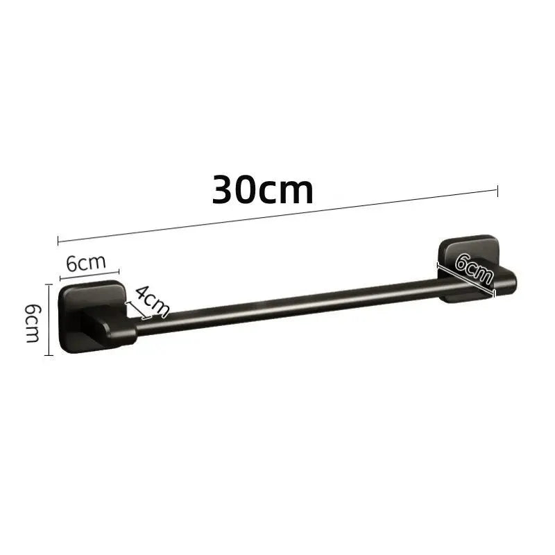 Bathroom Towel Holder Without Drilling Bathroom Black Towel Rack Towel Bar Self-Adhesive Bathroom Towel Rack Towel Rail by All Mart Bristol Ltd