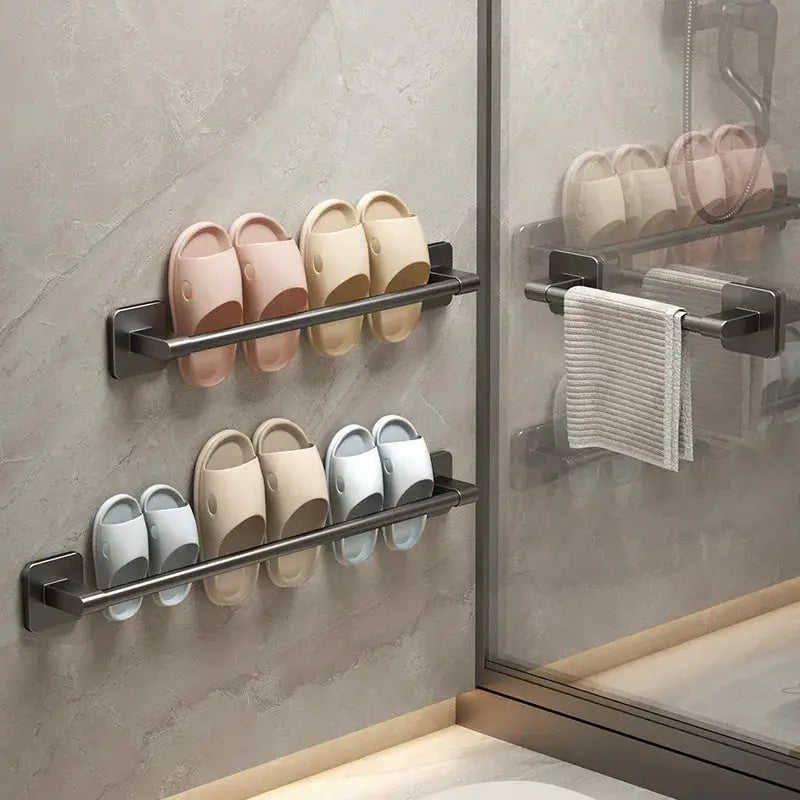 Bathroom Towel Holder Without Drilling Bathroom Black Towel Rack Towel Bar Self-Adhesive Bathroom Towel Rack Towel Rail by All Mart Bristol Ltd