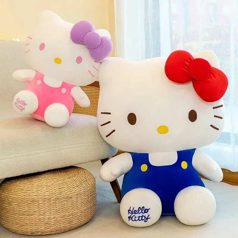22CM Classic Cartoon Vest Kitty Cat Doll Plush Toy Cartoon Anime Sanrio Head Bow Hello KT Doll For Girls Birthday Gift Plush Toy by All Mart Bristol Ltd