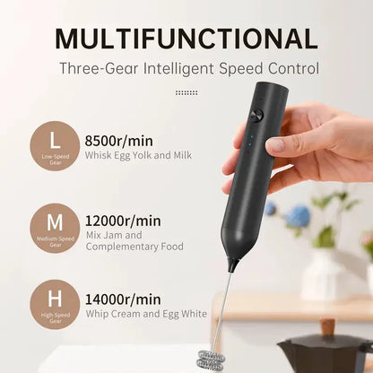 2in1 Milk Frother USB Rechargeable Electric Egg Beater Whisk Coffee Mixer Double Heads Milk Frothers Baking Stirrer Food Blender by All Mart Bristol Ltd