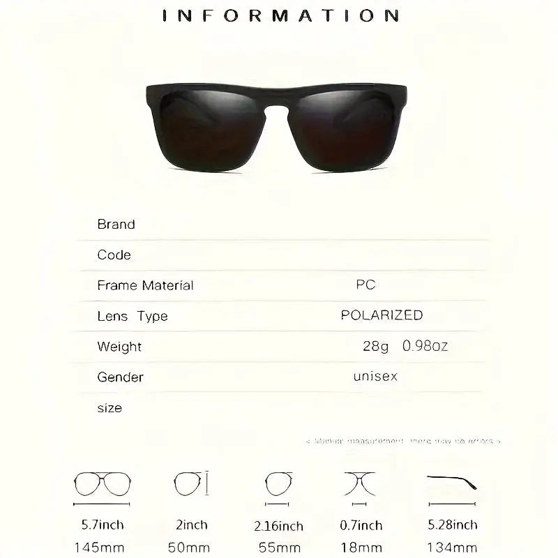 2pcs Square Polarized Sunglasses Anti Glare Sun Shades For Summer Party Vacation Travel Driving Fishing by All Mart Bristol Ltd