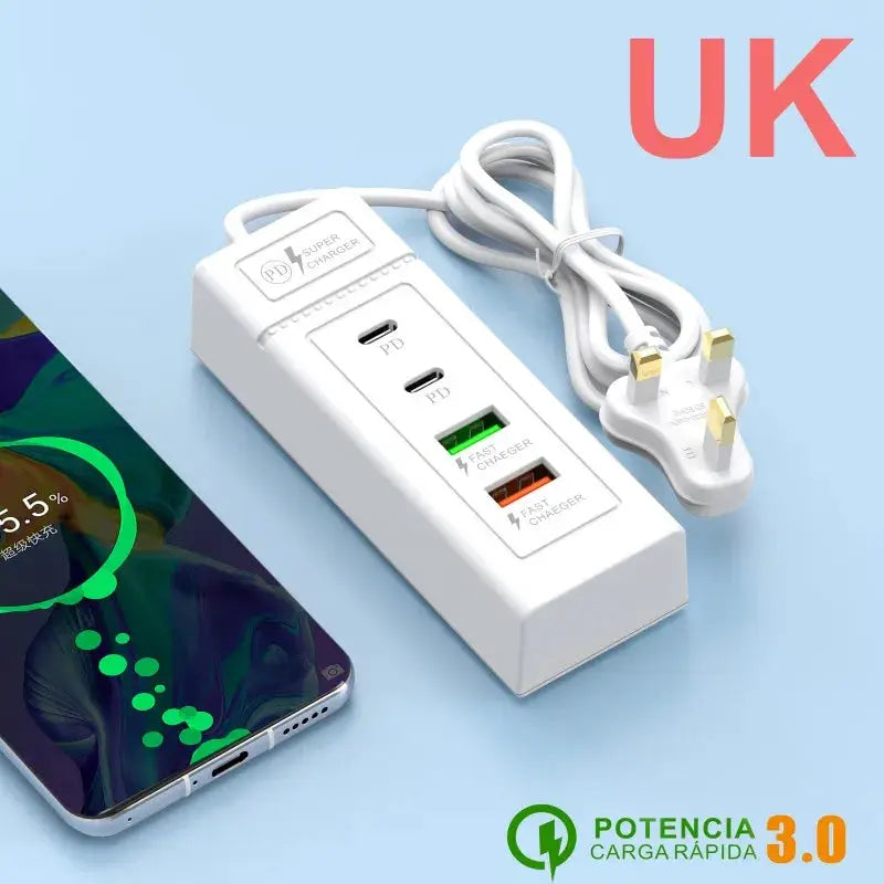 4 Ports USB Fast Charging Charger Type C Wall Charger For iPhone Samsung Xiaomi Huawei Phone Charger EU/US/UK Plug Power Adapter by All Mart Bristol Ltd