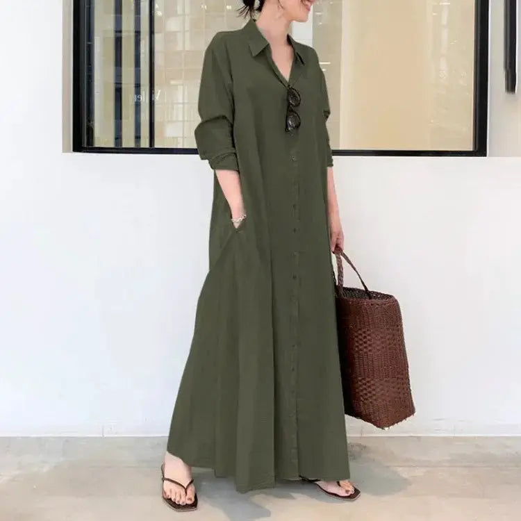 Fashion Cotton Linen Women Dress Maxi Ethnic Style Streetwear Elegant Vestidos Casual Vintage Loose Long Dresses Woman Clothes by All Mart Bristol Ltd