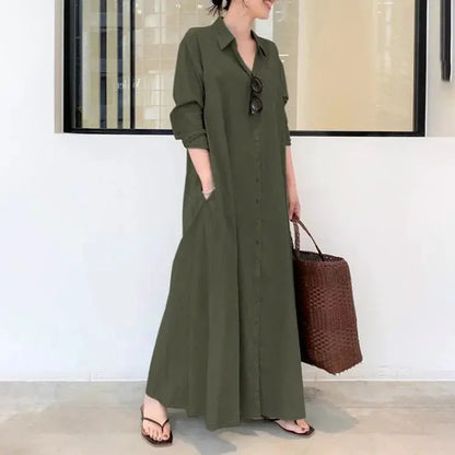Fashion Cotton Linen Women Dress Maxi Ethnic Style Streetwear Elegant Vestidos Casual Vintage Loose Long Dresses Woman Clothes by All Mart Bristol Ltd