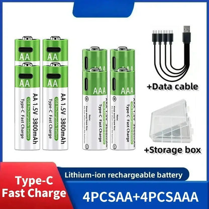 2025NEW Lithium-Ion Battery Type-C Rechargeable High-Capacity Battery AA&AAA Battery For remote control, mouse, electric toys by All Mart Bristol Ltd