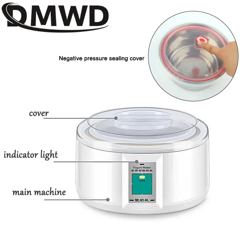 1.5L Electric Yogurt Maker Fermenter Automatic Multifunction Stainless Steel Liner Natto Rice Wine Pickle Machine 7 Yoghurt Cups by All Mart Bristol Ltd