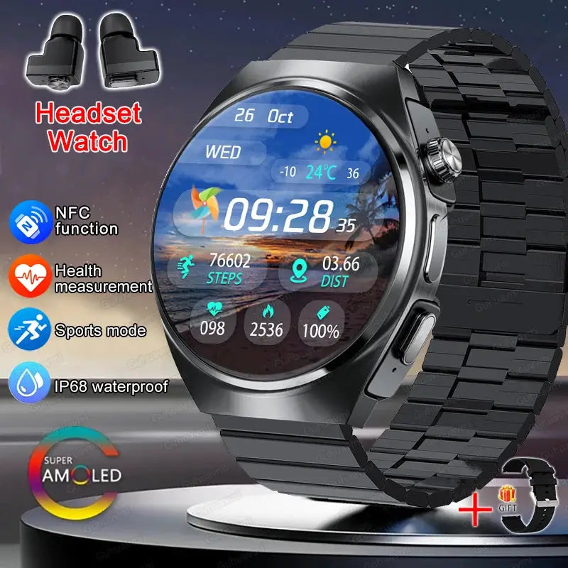 For Man Women New 2 in 1 Smart Watch With Earbuds Smartwatch TWS Bluetooth Earphone Heart Rate Blood Oxygen Monitor Sports Watch by All Mart Bristol Ltd