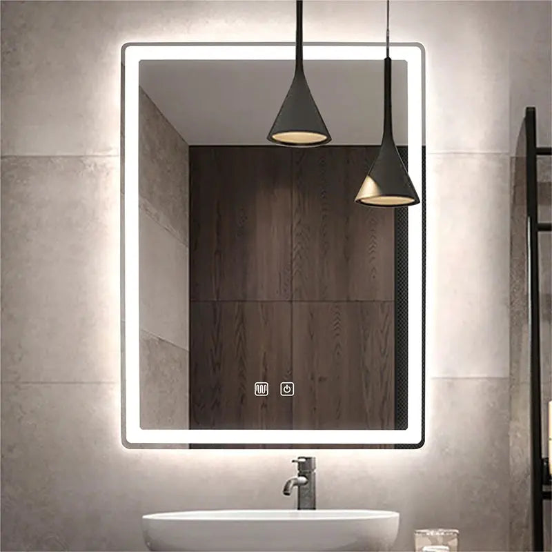 Rectangular Smart Beauty Makeup Bathroom Mirror With 3 Color Light Defogging Touch Button Vantiy Wall Hanging Bathroom Mirrors by All Mart Bristol Ltd