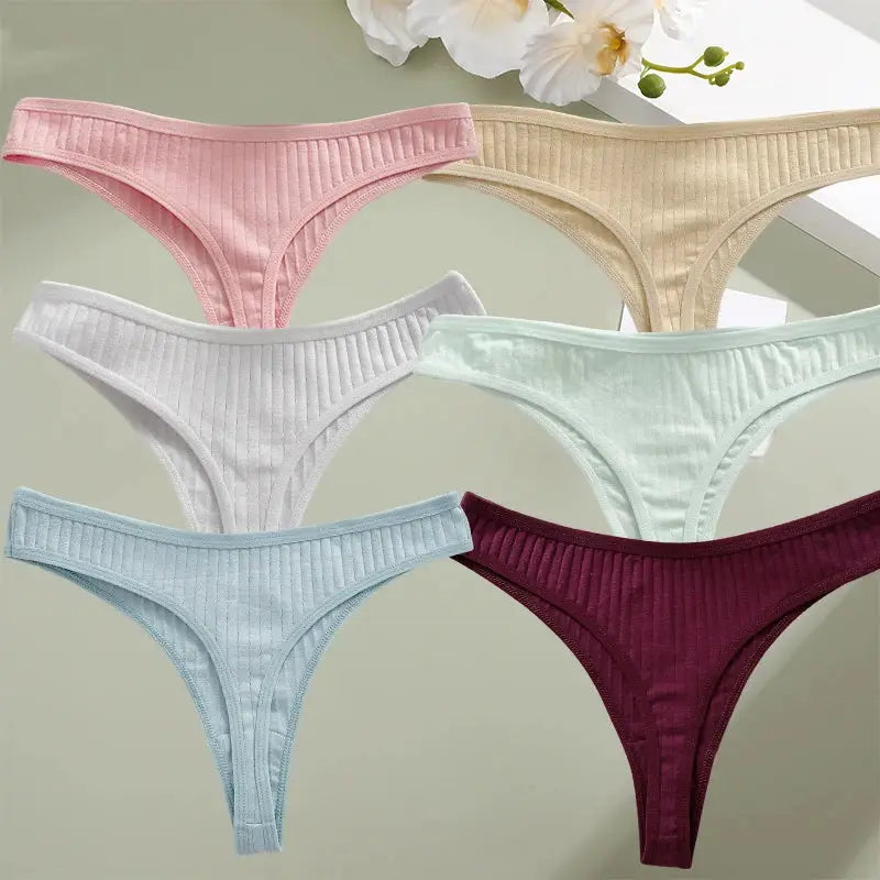 6PCS/Set Cotton Panties G-String Women Panties Sexy Underwear Female Lingerie Thong Briefs for Woman Solid Color Intimate Pantys by All Mart Bristol Ltd