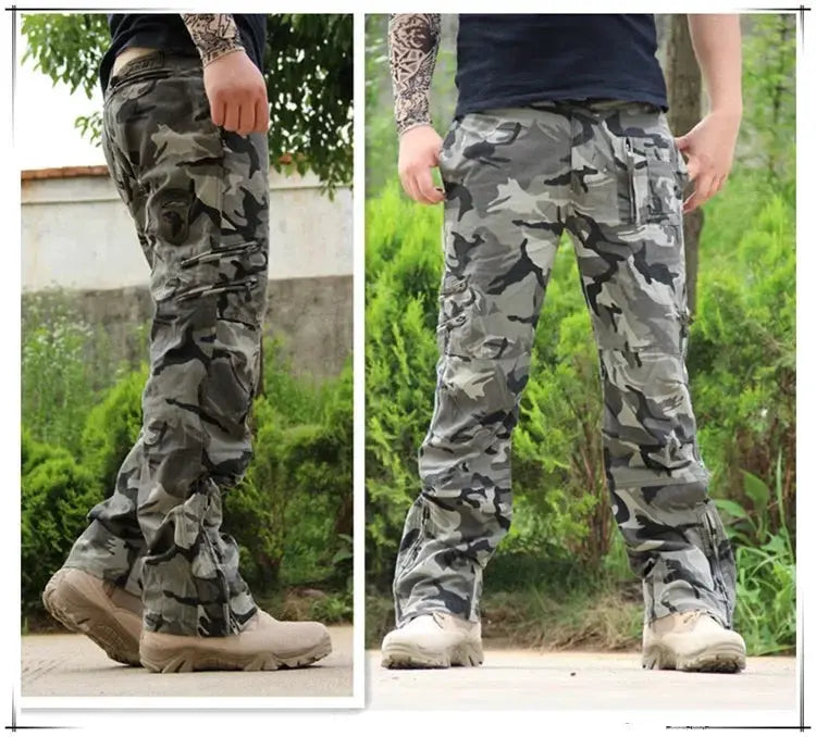 2024 Men's Cargo Pant Cotton Pants Khaki Men Military Camo Green Gray Work Many Pocket Cotton Camouflage Black Tactical Trousers by All Mart Bristol Ltd