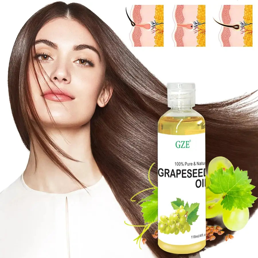 GZE Grapeseed Oil, Skin Care for Sensitive Skin, Light Silky Moisturizer for All Skin Type, Hair Strengthens Vegan Thickening by All Mart Bristol Ltd
