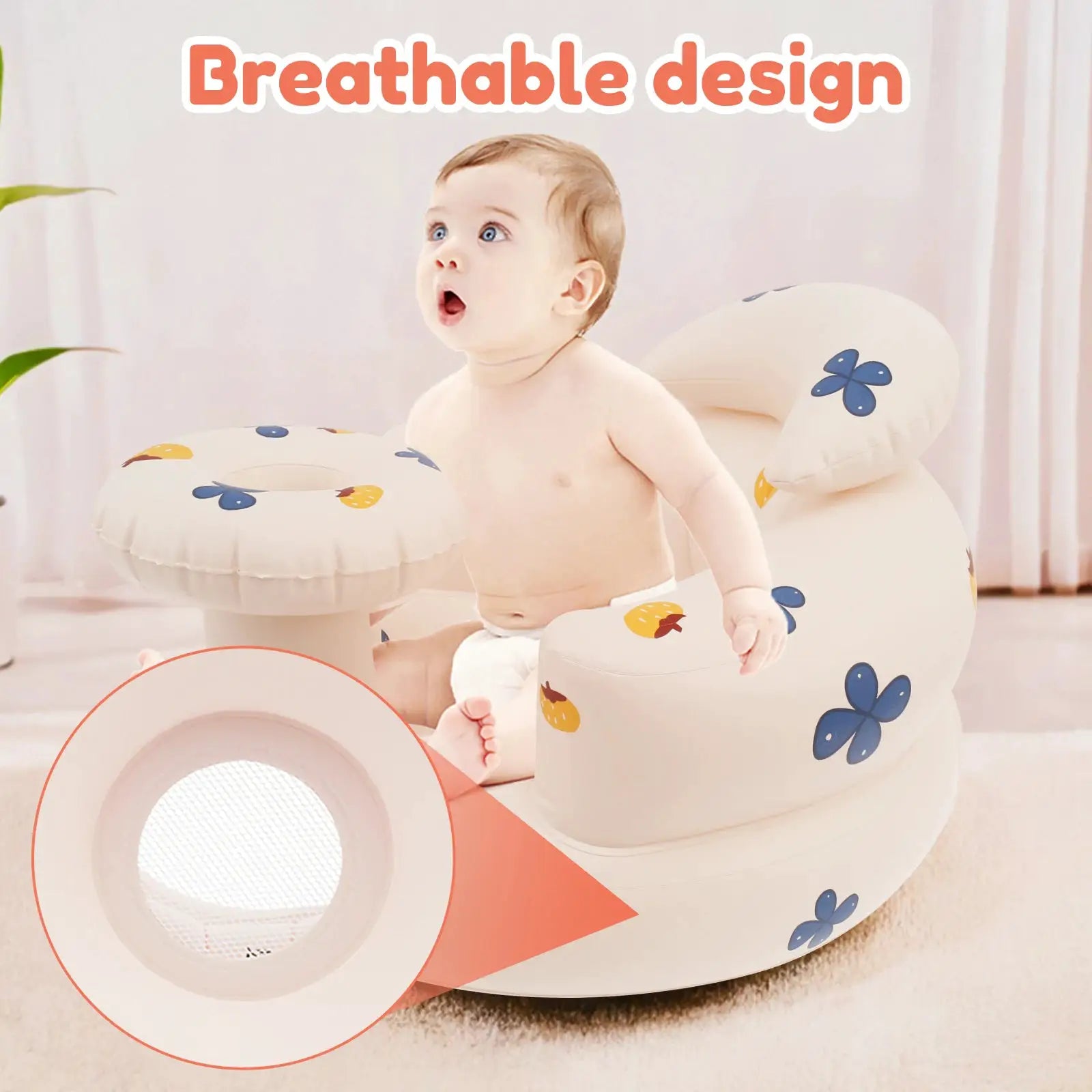 Inflatable Baby Chair Portable Baby Sofa Breathable Inflatable Baby Chair PVC Multifunctional Seat Practice Sitting Bath Stool by All Mart Bristol Ltd