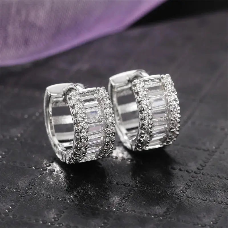 Huitan Fashion Women's Hoop Earrings with Sparkling Cubic Zirconia Fancy Female Ear Accessories Good Quality Wholesale Jewelry by All Mart Bristol Ltd