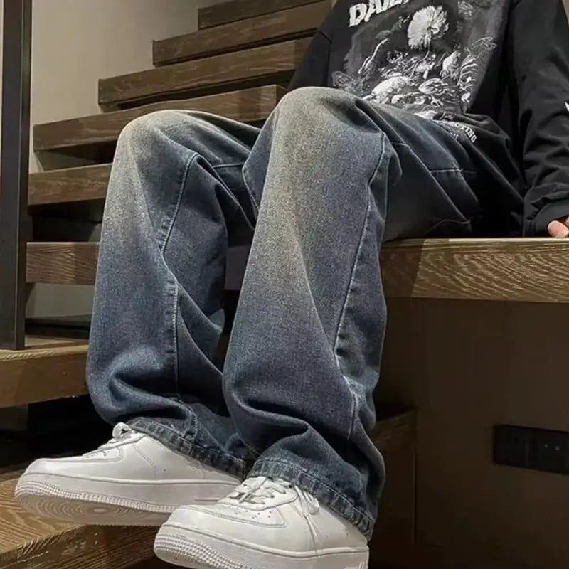 Fashion Men Straight Leg Work Wear Jeans Male Classic Vintage Outside Casual Denim Pants Daily Simple Streetwear Denim Trousers by All Mart Bristol Ltd
