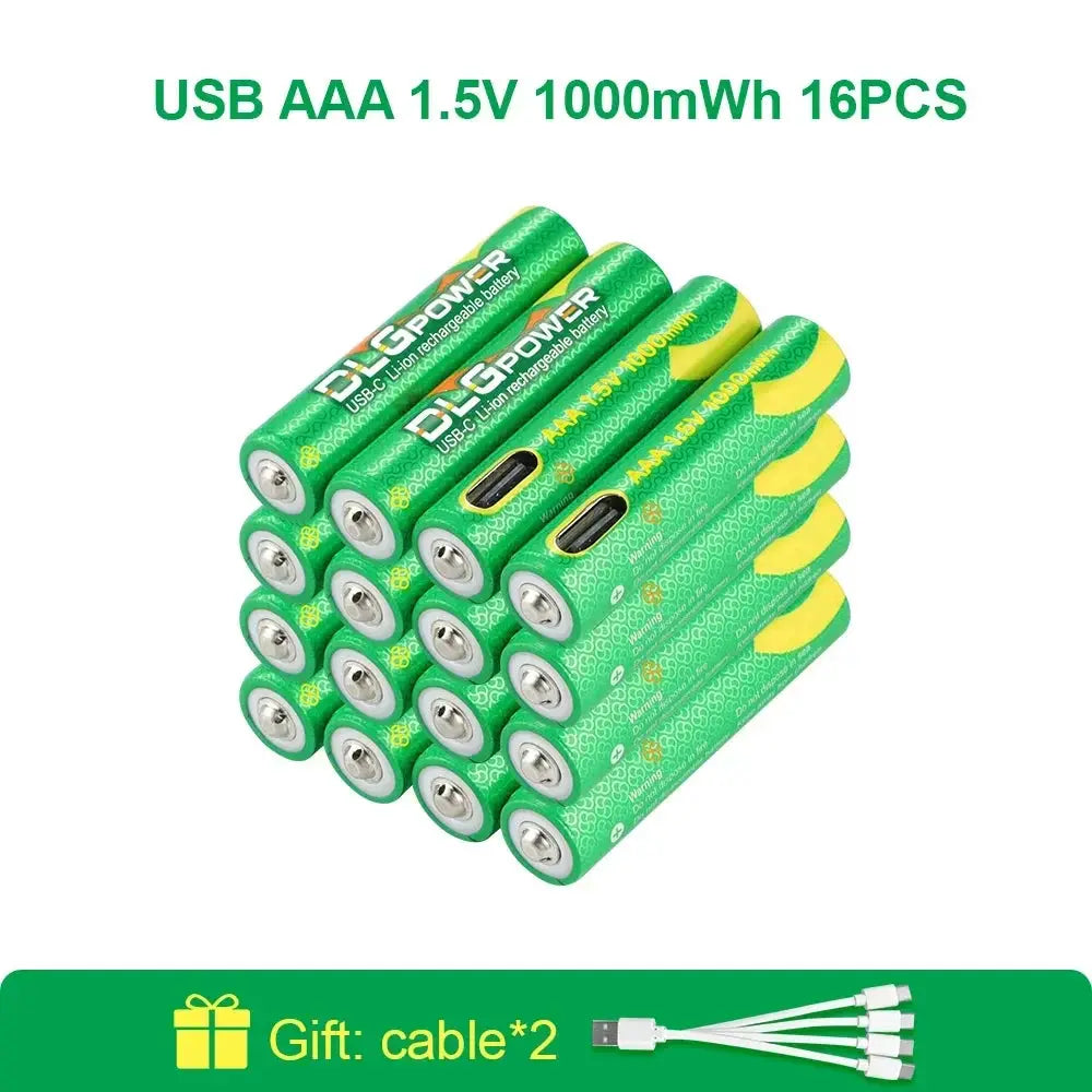 DLGpower USB Li-ion AAA 1.5V Rechargeable Battery aaa 1000mWh Lithium Batteries for Toys Remote Control Mouse Flashlight by All Mart Bristol Ltd