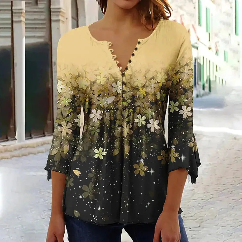 Women'S V-Neck Button-Down T-Shirt Street Trend Top Fashion V-Neck Clothing Printed Women'S T-Shirt Casual Everything T-Shirt by All Mart Bristol Ltd