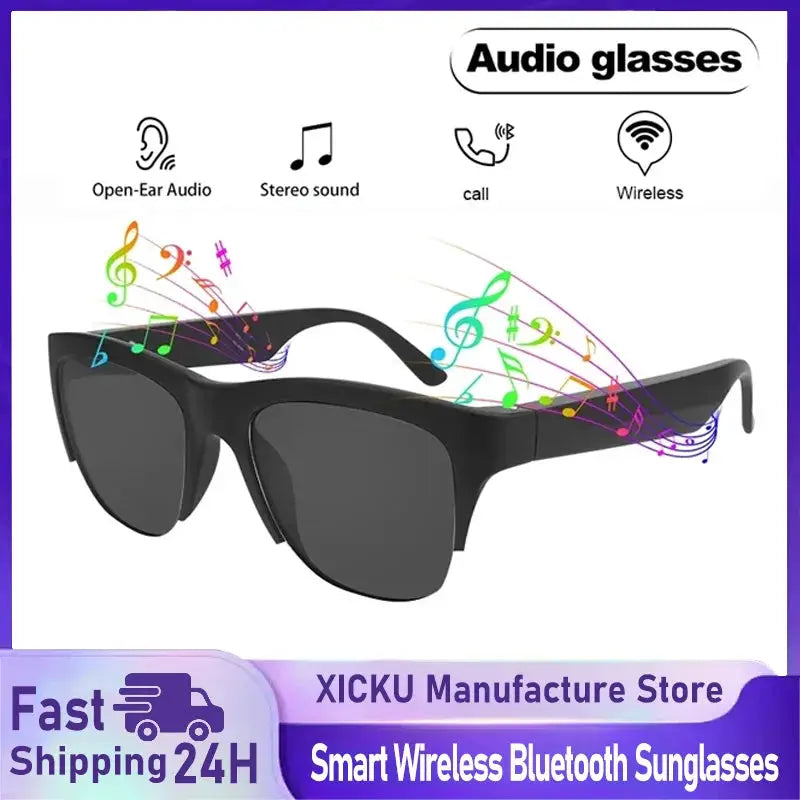 New Smart Bluetooth V5.3 Sunglasses Glasses Call Outdoor Sports Headphones HIFI Black Technology Anti-touch UV For Men And Women by All Mart Bristol Ltd