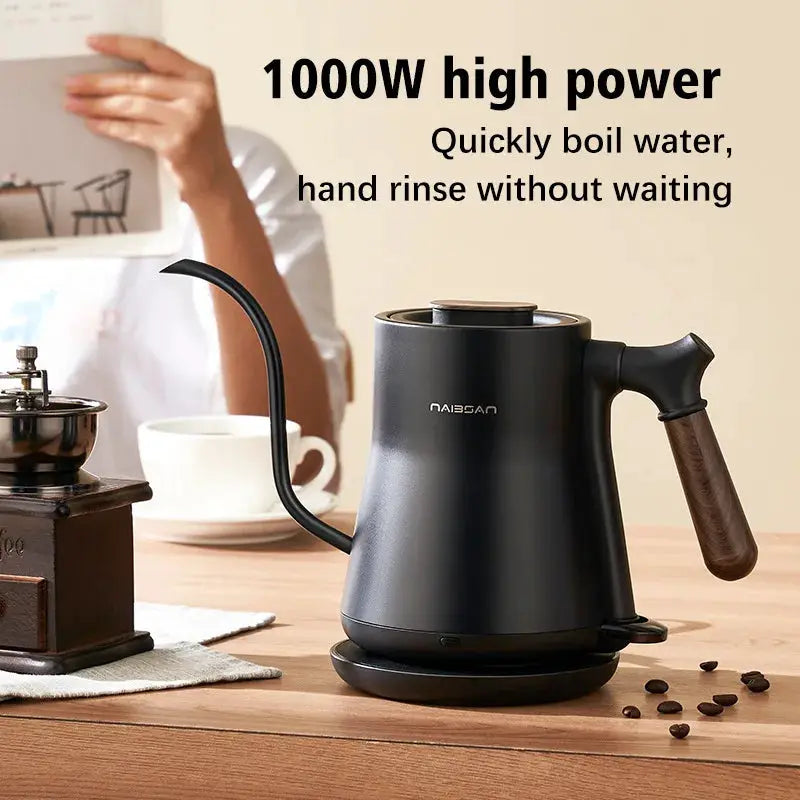 110V Electric Kettle Slender Mouth Hand-pour Coffee Kettle 304 Stainless Steel Quick Kettle Tea Kettle Auto Power Off 1000ml by All Mart Bristol Ltd