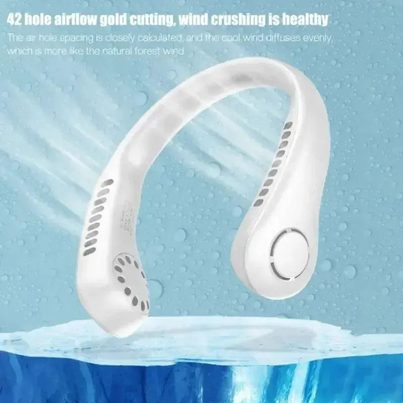 Portable Bladeless Neck Fan Rechargeable 3 Speed Cooling by All Mart Bristol Ltd