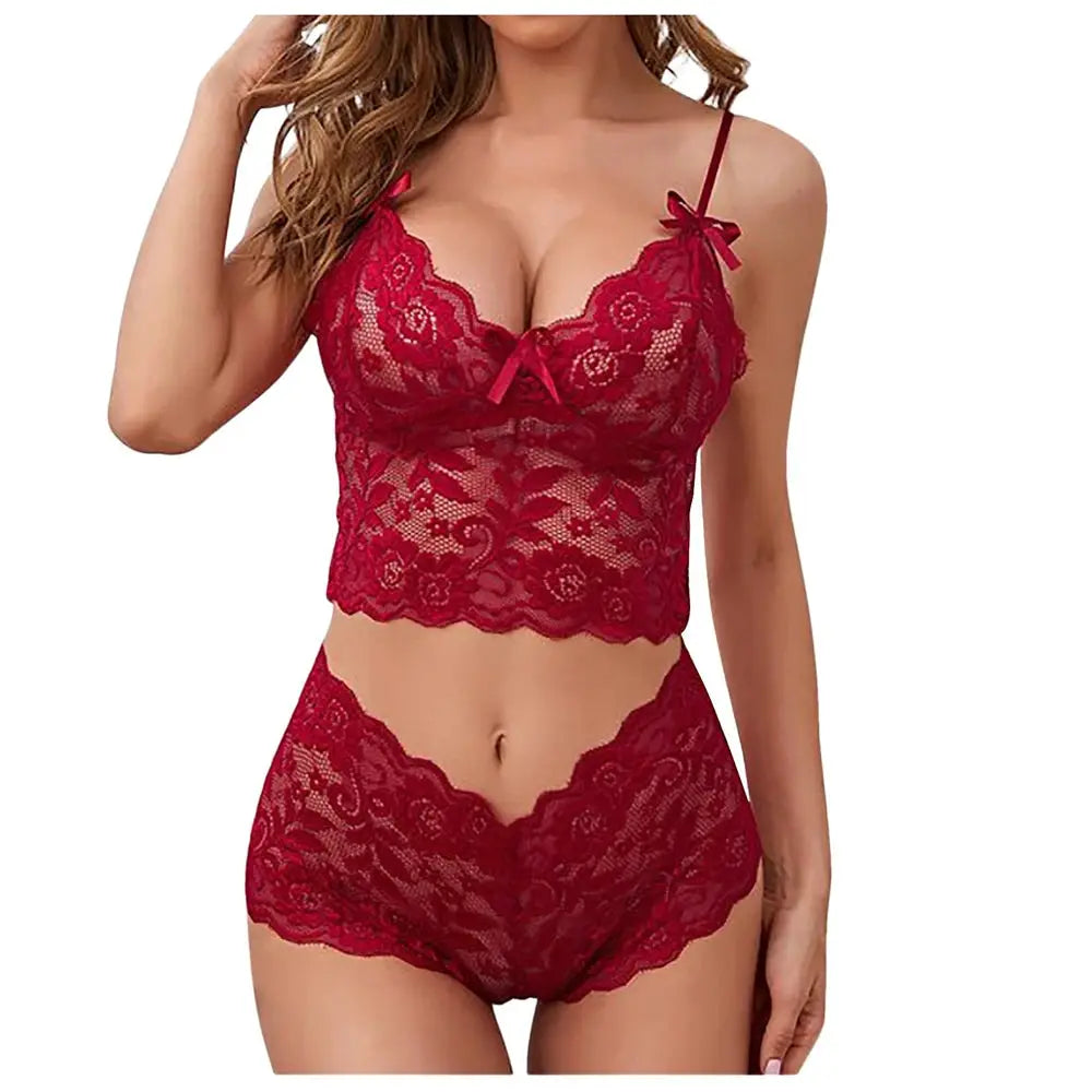 Women Sexy Lingerie Sexy V-neck Eyelash Lace Halter Bodysuits Erotic Lingerie Women Exotic Clothing Mesh Erotic Lingerie by All Mart Bristol Ltd