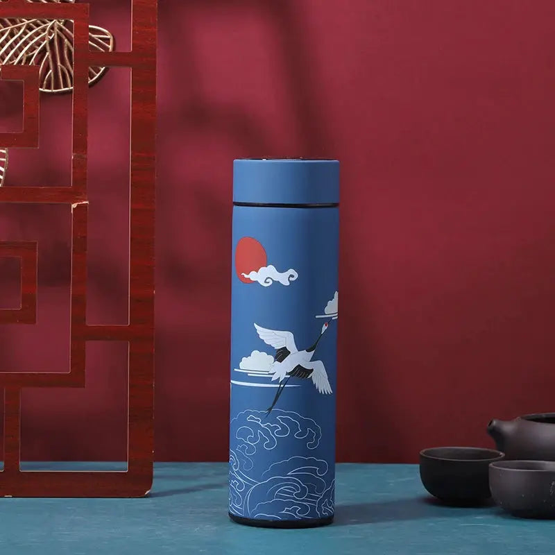 Thermal Mug Water Bottle Thermos Chinese Style Ins Illustration Vacuum Flask Stainless Steel Display Temperature Water Cup 500ML by All Mart Bristol Ltd