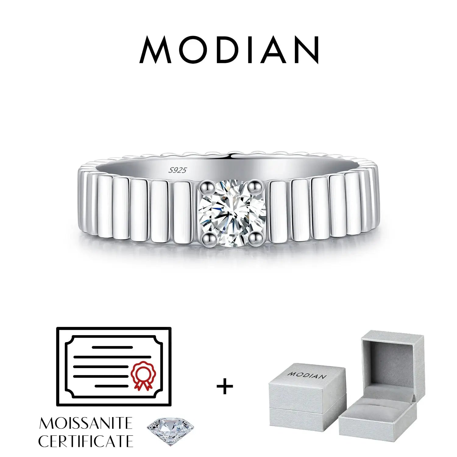 MODIAN D Color Moissanite Ring 925 Sterling Silver Trendy Wide Eternal Stackable Finger Rings For Women Unisex Fine Jewelry by All Mart Bristol Ltd