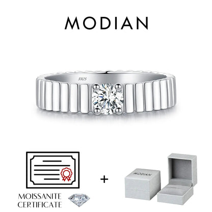 MODIAN D Color Moissanite Ring 925 Sterling Silver Trendy Wide Eternal Stackable Finger Rings For Women Unisex Fine Jewelry by All Mart Bristol Ltd