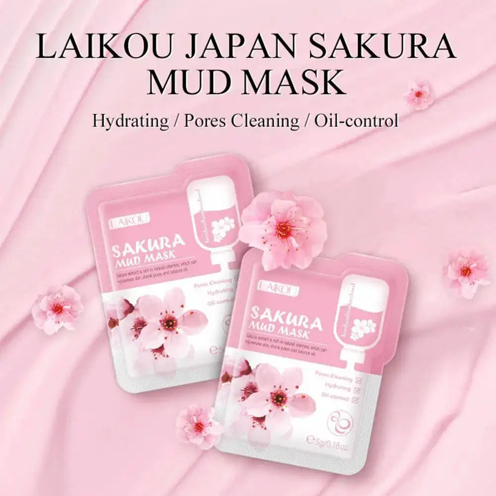 12pcs Sakura Mud mask Brightening Hydrating Face Mask Luminious Skin Clean Facial Cleansing Clay Hydrating Anti Wrinkle Skincare by All Mart Bristol Ltd