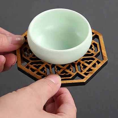 Creative Lotus Flower Drink Coasters Wooden Round Cup Mat Table Mat Tea Coffee Mug Placemat Home Decoration Kitchen Accessories by All Mart Bristol Ltd