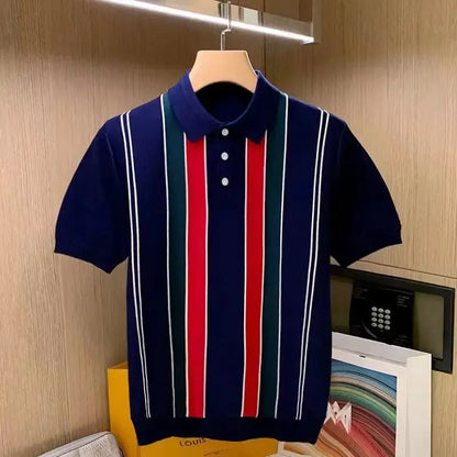 High Quality Summer New Men's Knitting Short Sleeve T-Shirt Men Casual Button Fashion Top Fashion Polo Shirt by All Mart Bristol Ltd