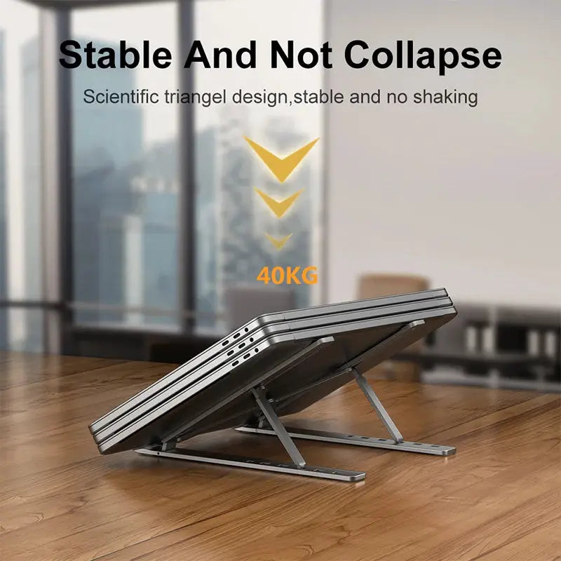 Aluminum Alloy Laptop Holder Stand Adjustable Foldable Portable for Notebook Computer Bracket Lifting Cooling Holder Non-slip by All Mart Bristol Ltd