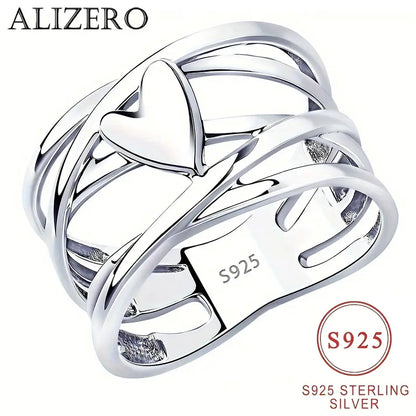 Chic French Style 925 Sterling Silver Heart-Shaped Ring Unique Design Women's Fashion Jewelry Perfect for Everyday Accessories by All Mart Bristol Ltd