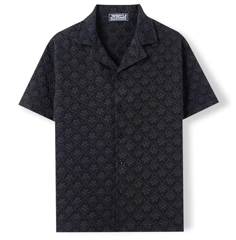Jacquard Fabric Cuban Collar Short-sleeved Shirts【 Luxury Men's Wear 】 High-quality Business Casual Shirts for Men in Summer by All Mart Bristol Ltd