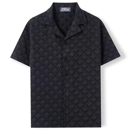 Jacquard Fabric Cuban Collar Short-sleeved Shirts【 Luxury Men's Wear 】 High-quality Business Casual Shirts for Men in Summer by All Mart Bristol Ltd