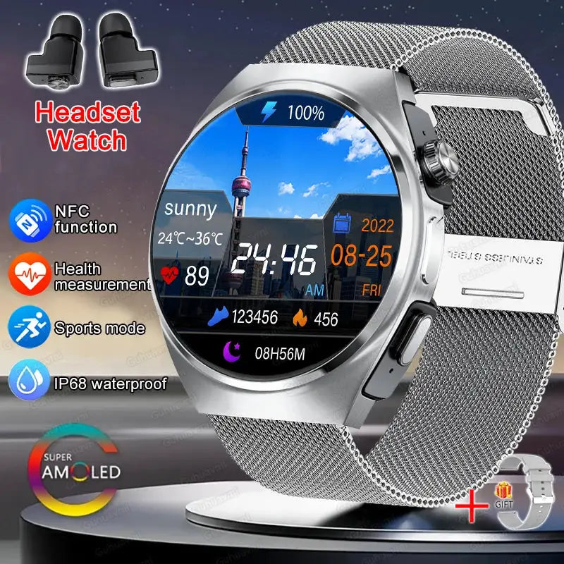 For Man Women New 2 in 1 Smart Watch With Earbuds Smartwatch TWS Bluetooth Earphone Heart Rate Blood Oxygen Monitor Sports Watch by All Mart Bristol Ltd