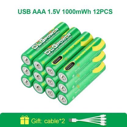 DLGpower USB Li-ion AAA 1.5V Rechargeable Battery aaa 1000mWh Lithium Batteries for Toys Remote Control Mouse Flashlight by All Mart Bristol Ltd