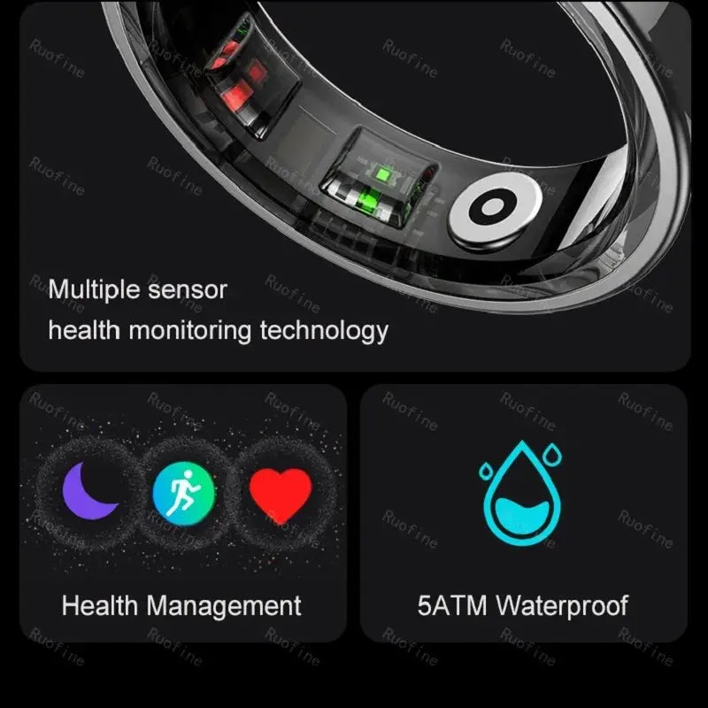 R09 Rings Women's Men Couple Health Monitor Steps Qring APP Smartring Electronics Devices Waterproof Remote Control Android Ios by All Mart Bristol Ltd