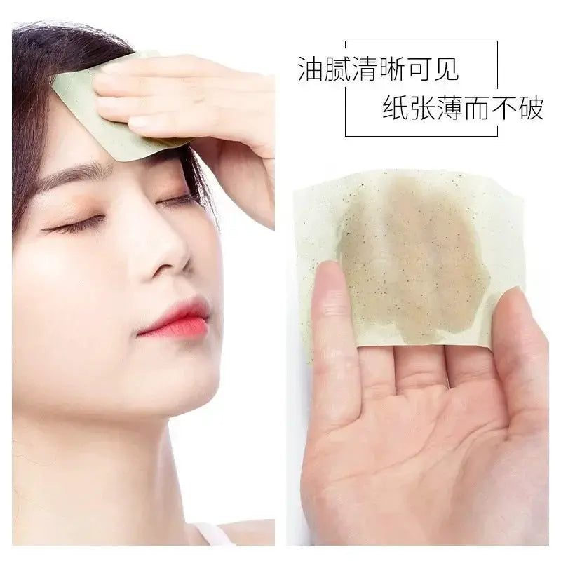100 Pcs Portable Facial Absorbent Paper Oil Control Wipes Green Tea Sheet Oily Face Blotting Matting Tissue Makeup Facial Clean by All Mart Bristol Ltd