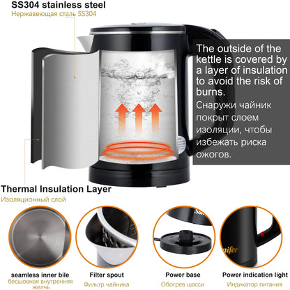 Sonifer 0.6L Portable Stainless Steel Travel Electric Kettle by All Mart Bristol Ltd