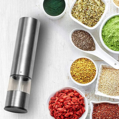 Electric Stainless Steel Salt and Pepper Grinder Set by All Mart Bristol Ltd